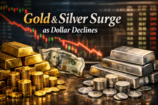 Gold and silver continue their gains as the dollar declines